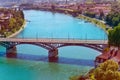 Rhine river and the Wettstein Bridge in Basel