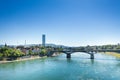 Rhine river with Wettstein bridge in Basel