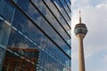 Rhine tower and town hall in DÃÂ¼sseldorf Royalty Free Stock Photo