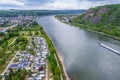 Rhine Valley Erpeler Ley and the Camping Goldener Meile Remagen Royalty Free Stock Photo