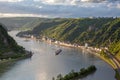 Rhine valley Landscape and Sankt Goarshausen view from the Loreley rock Royalty Free Stock Photo