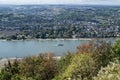 Rhine Valley and River with Cruise Ship as Seen from Drachenfels near Bonn, Germany Royalty Free Stock Photo