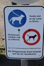 Erpel, Germany - 06 10 2021: sign to handle dogs