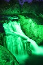 Rhinefall was illuminated green Royalty Free Stock Photo