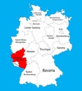 Rhineland-Palatinate state map, Germany, vector map silhouette