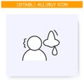 Rhinitis line icon. Editable illustration