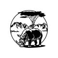 Rhino, Africa, African landscape Wildlife, Wildlife Stencils - Forest Silhouettes for Cricut, Wildlife clipart, png Cut Royalty Free Stock Photo