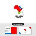 Rhino Africa Logo Vector Template, Free Business Card Mockup