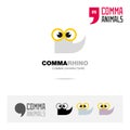 Rhino animal concept icon set and modern brand identity logo template and app symbol based on comma sign