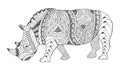 Rhino animal zentangle stylized. Rhinoceros vector, illustration