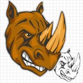 Rhino athletic design complete with rhinoceros mascot vector illustration