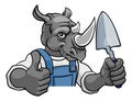 Rhino Bricklayer Builder Holding Trowel Tool Royalty Free Stock Photo