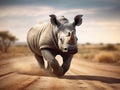 Rhino Calf on the move