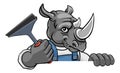 Rhino Car Or Window Cleaner Holding Squeegee