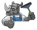 Rhino Car Or Window Cleaner Holding Squeegee