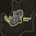 Rhino ceres illustration logo grey with horn
