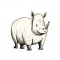 Cute Cartoon White Rhino Illustration For Kids