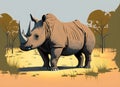 Rhino in the Desert Sands - Vector Illustration