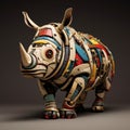 Abstract Doodle Rhino: Recycled Industrial Art Inspired By Vray Tracing And Famous Artists