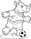 Rhino enjoys playing soccer