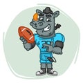 Rhino Football Player Points on Ball