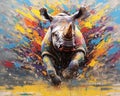 rhino form and spirit through an abstract lens. dynamic and expressive rhino print fashion design cute rhino poster