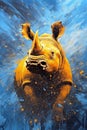 rhino form and spirit through an abstract lens. dynamic and expressive rhino print fashion design cute rhino poster