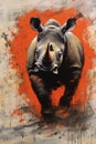 rhino form and spirit through an abstract lens. dynamic and expressive rhino print fashion design cute rhino poster