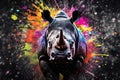 rhino form and spirit through an abstract lens. dynamic and expressive rhino print fashion design cute rhino poster