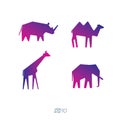 Rhino, giraffe, elephant and camel logo