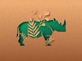 Rhino green papercut eco recycled paper concept