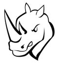 Rhino Head Black And White Vector Illustration Royalty Free Stock Photo