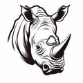 Woodcut-inspired Rhino Head Vector On White Background