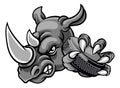 Rhino Ice Hockey Player Animal Sports Mascot