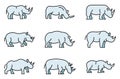 Rhino icons set vector color line Royalty Free Stock Photo
