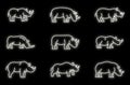 Rhino icons set vector neon Royalty Free Stock Photo