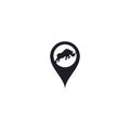 Rhino and map pointer logo design.