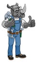 Rhino Mascot Carpenter Handyman Holding Hammer Royalty Free Stock Photo