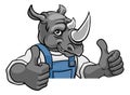 Rhino Mascot Plumber Mechanic Handyman Worker