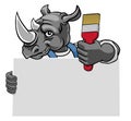 Rhino Painter Decorator Paint Brush Mascot Man Royalty Free Stock Photo