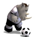 Rhino plays soccer / football