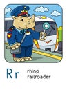 Rhino railroader Animals profession ABC Alphabet R