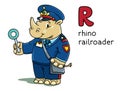 Rhino railroader Animals profession ABC Alphabet R