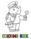 Rhino railroader coloring book. Animal Alphabet R