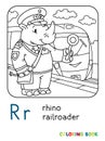 Rhino railroader coloring book. Animal Alphabet R