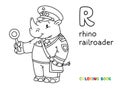 Rhino railroader coloring book. Animal Alphabet R