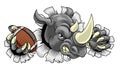 Rhino Rhinoceros Football Cartoon Sports Mascot