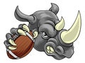 Rhino Rhinoceros Football Cartoon Sports Mascot