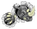 Rhino Rhinoceros Mean Angry Cartoon Sports Mascot