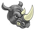 Rhino Rhinoceros Mean Angry Cartoon Sports Mascot